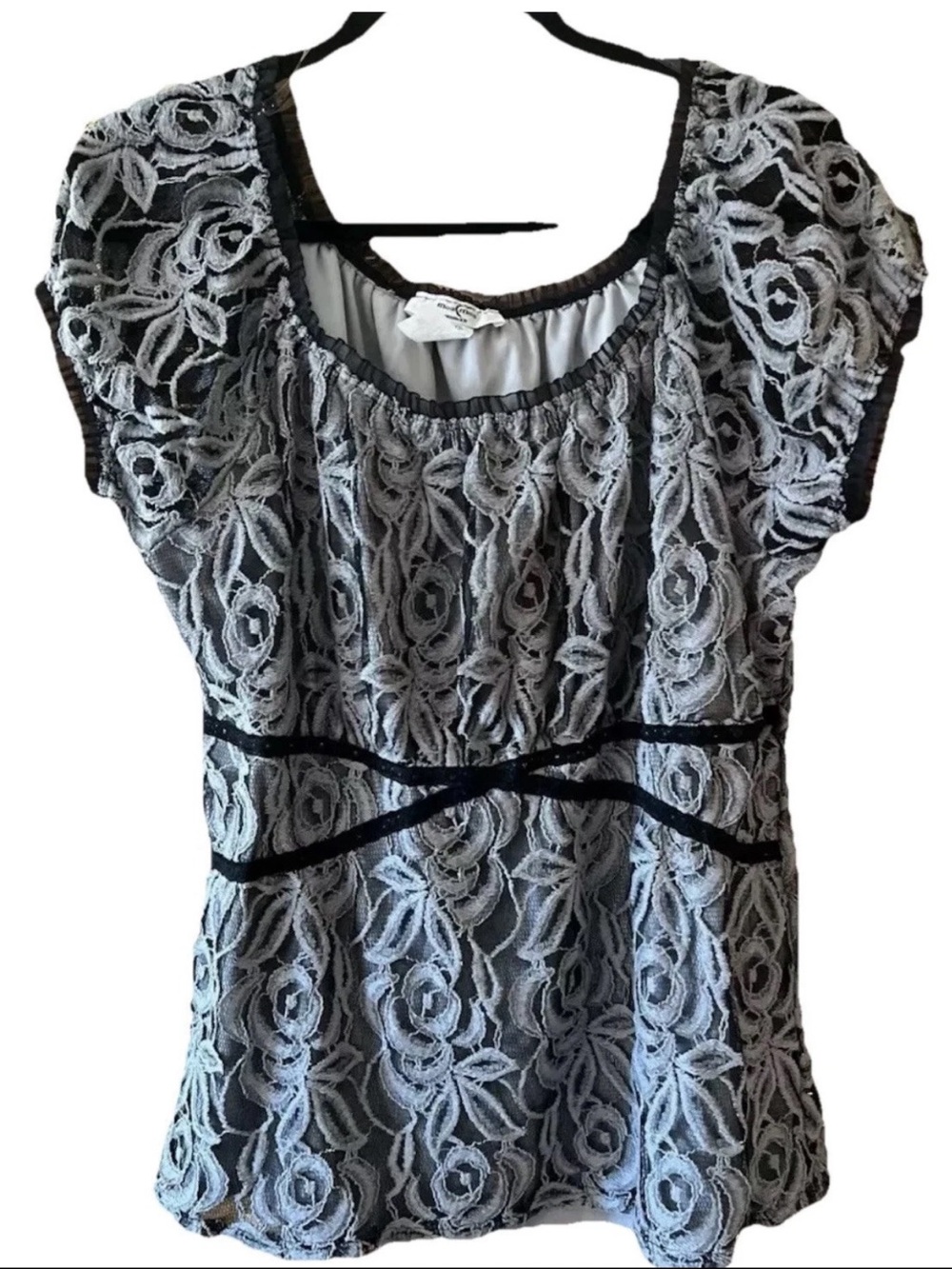 Vintage Moa Moa Woman Fairy Grunge Grey Lace Babydoll Top Size 1X